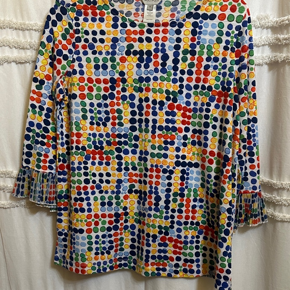 Multiples Multicolored Dot Pattern Top Size Small